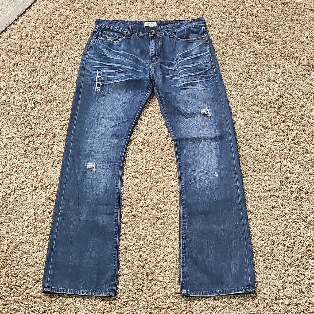 Antique Rivet Jeans Distressed 34 x 34 Denim Pants